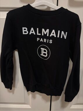 Balmain Black Sweatshirt with White Logo Patch